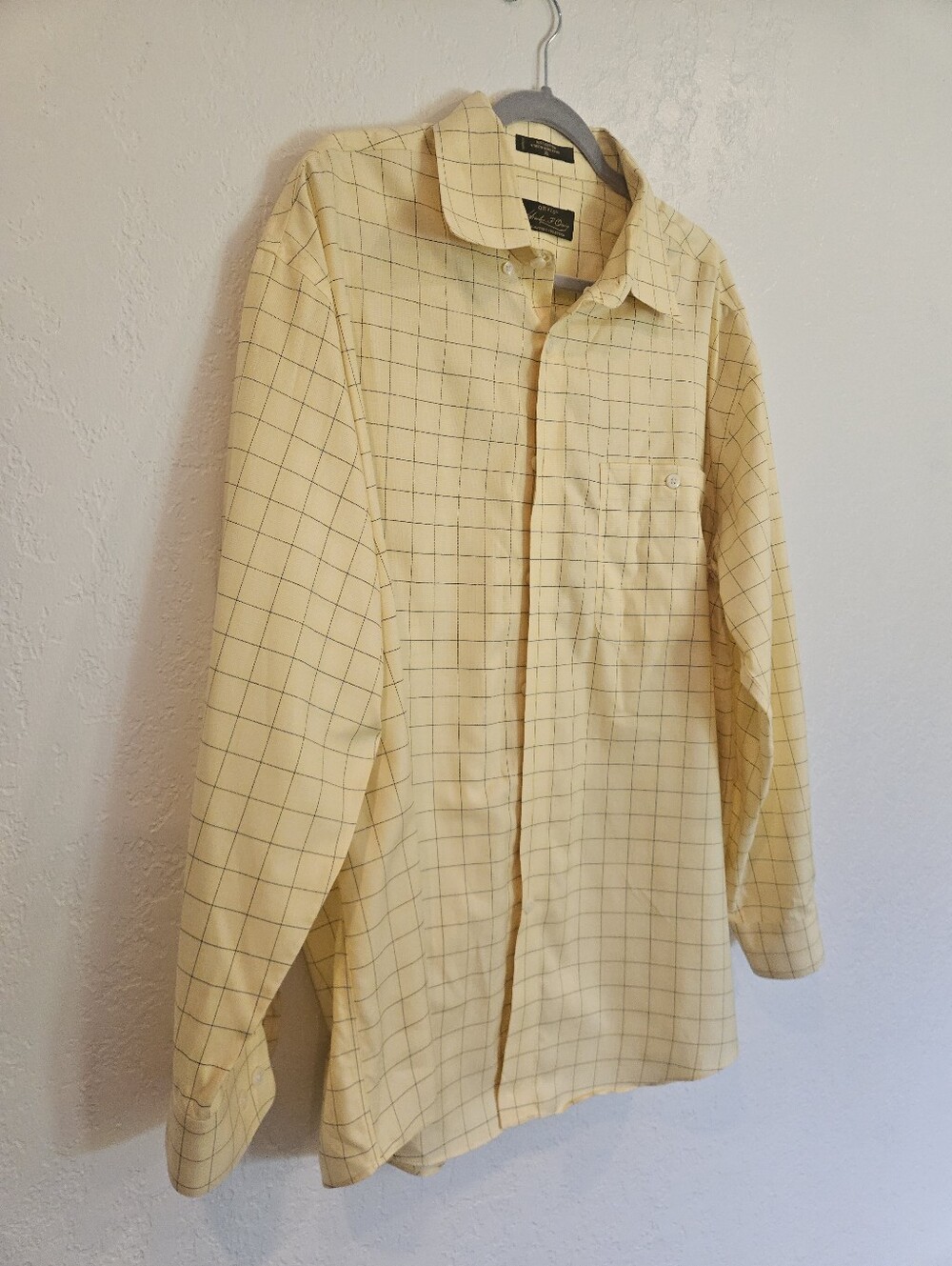 Orvis Signature Collection Shirt Men's Button Down Yellow Check Pattern Size XL.